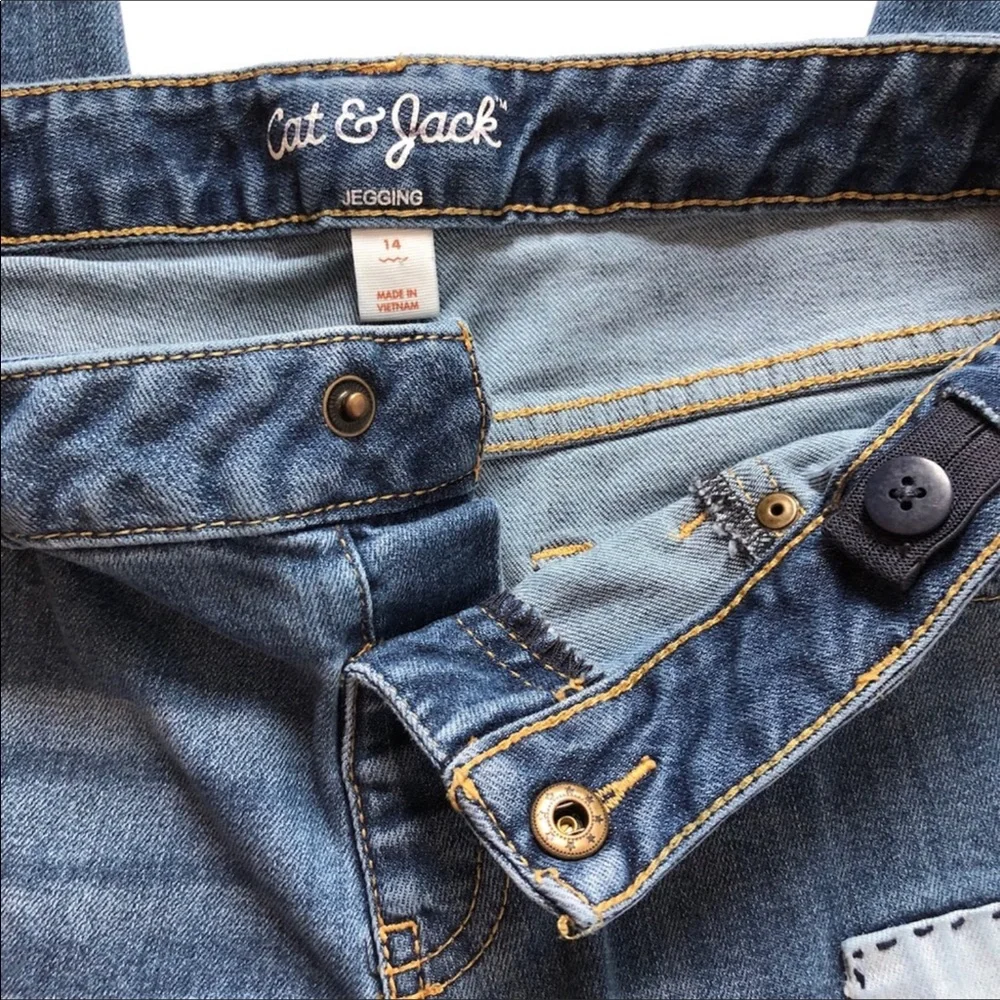 Cat & Jack Patchwork Jeggings Medium Rinse 14